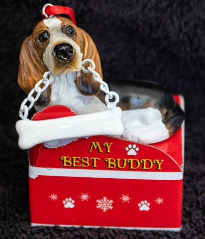 Basset Hound Statue Best Buddy Christmas Ornament