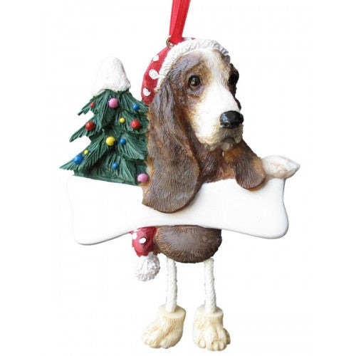 Dangling Leg Basset Hound Christmas Ornament
