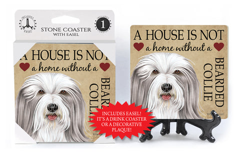Bearded Collie A House Is Not A Home Stone Drink Coaster