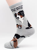 Bernese Mountain Dog Breed Novelty Socks Gray