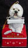 Bichon Frise Statue Best Buddy Christmas Ornament