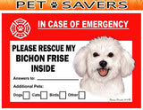 Bichon Frise Dog Emergency Window Cling