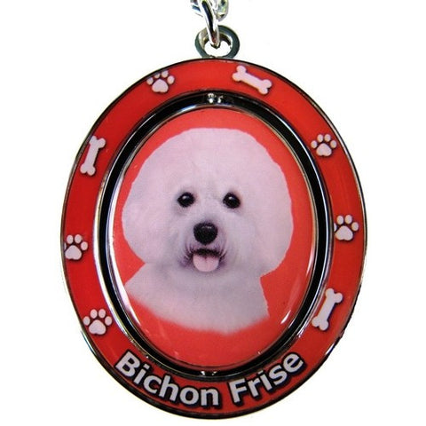 Bichon Frise Dog Spinning Keychain