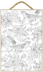 Birds and Roses Wood Coloring Sign