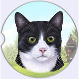Black and White Tuxedo Cat Sandstone Absorbent Dog Breed Car Coaster