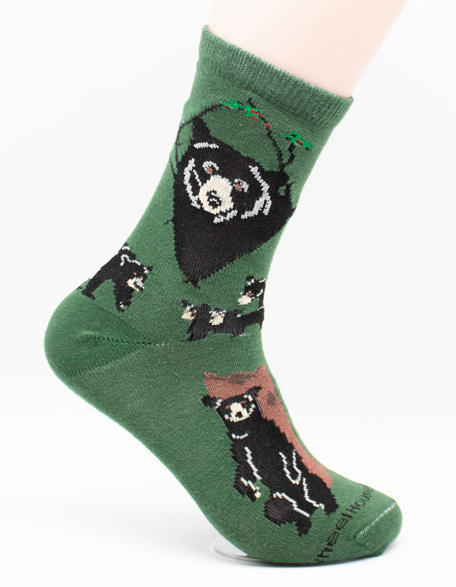 Black Bear Wildlife Novelty Socks Stone