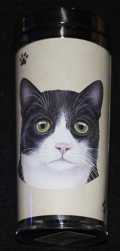 Black and White Cat Stainless Steel Travel Tumbler