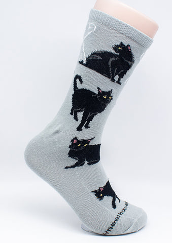 Black Cat Dog Breed Novelty Socks Gray