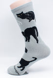 Black Cat Dog Breed Novelty Socks Gray