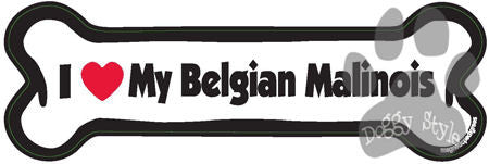 I Love My Belgian Malinois Dog Bone Magnet