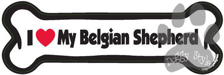 I Love My Belgian Shepherd Dog Bone Magnet