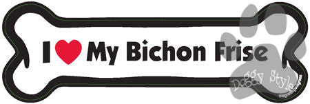 I Love My Bichon Frise Dog Bone Magnet