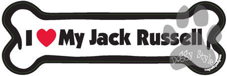 I Love My Jack Russell Dog Bone Magnet