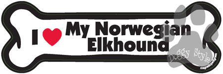 I Love My Norwegian Elkhound Dog Bone Magnet