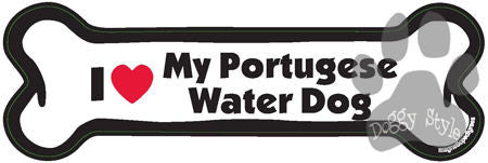 I Love My Portuguese Water Dog Bone Magnet
