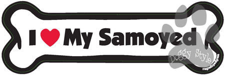 I Love My Samoyed Dog Bone Magnet
