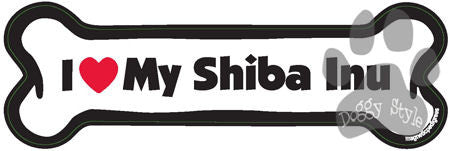 I Love My Shiba Inu Dog Bone Magnet