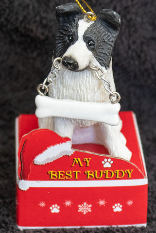 Border Collie Statue Best Buddy Christmas Ornament