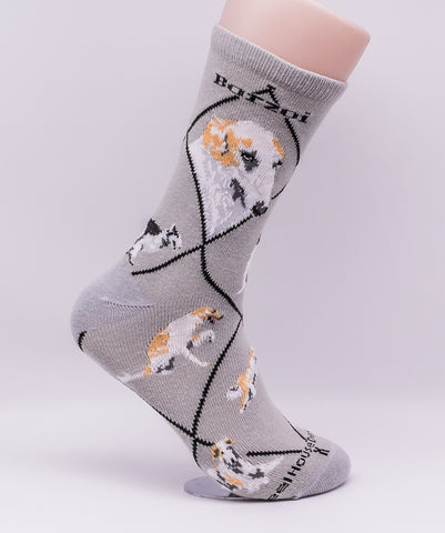 Borzoi Dog Breed Novelty Socks Gray