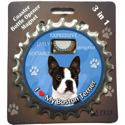 Boston Terrier Dog Bottle Ninja Stainless Steel Opener Magnet