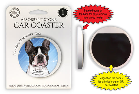 Boston Terrier Magnetic Car Coaster