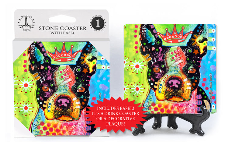 Boston Terrier Crowned Dean Russo Drink Coaster