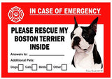 Boston Terrier Dog Emergency Window Cling
