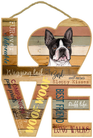 Boston Terrier Love Sign