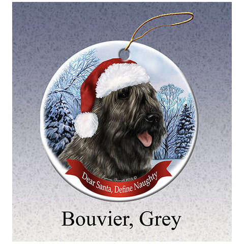 Bouvier des Flandres Grey Howliday Dog Christmas Ornament