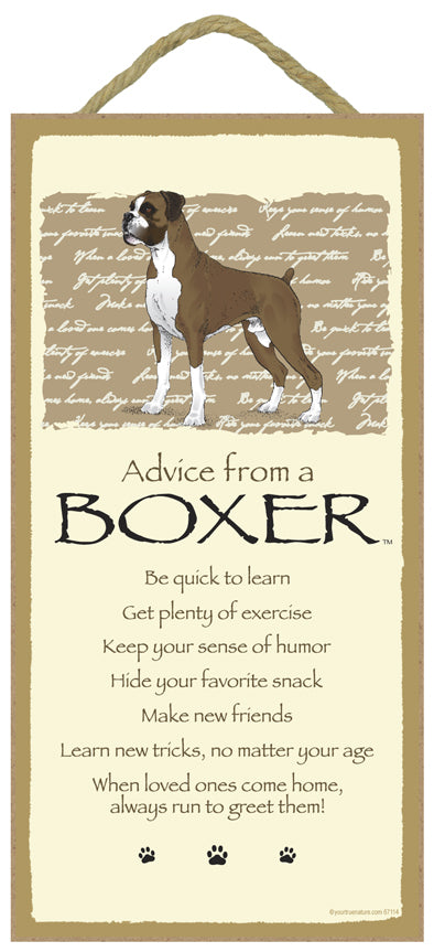 Boxer Advice Wood Dog Sign