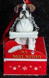 Boxer Uncropped Statue Best Buddy Christmas Ornament