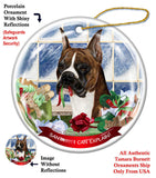 Boxer Brindle Cropped Howliday Dog Christmas Ornament