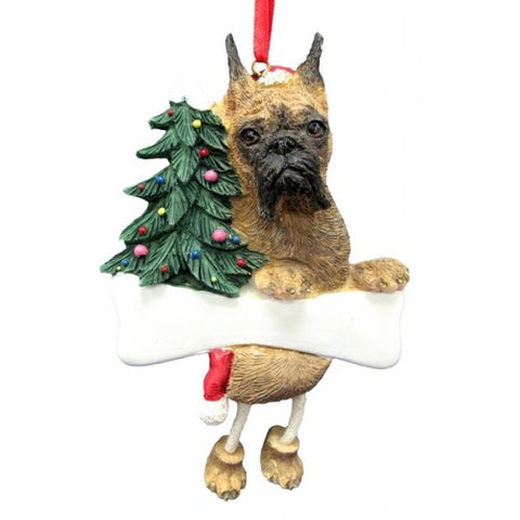 Dangling Leg Boxer Brindle Cropped Christmas Ornament