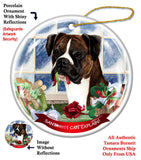 Boxer Brindle Uncropped Howliday Dog Christmas Ornament