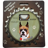 Boxer Cropped Dog Bottle Ninja Stainless Steel Opener Magnet