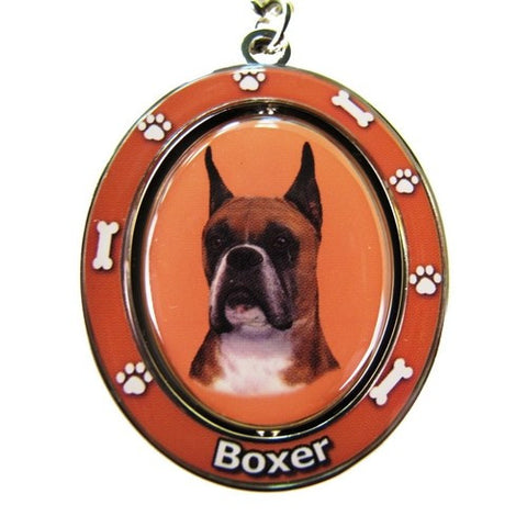 Boxer Cropped Dog Spinning Keychain