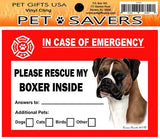Boxer Dog Emergency Window Cling