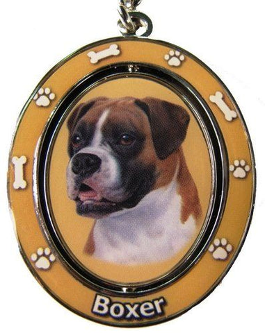 Boxer Uncropped Dog Spinning Keychain