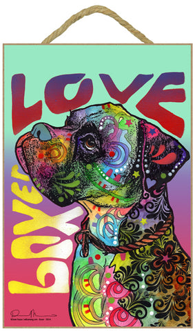 Boxer Love Dean Russo Wood Dog Sign