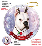 Boxer White Assorted Howliday Dog Christmas Ornament