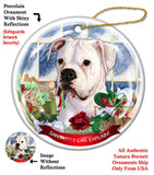 Boxer White Assorted Howliday Dog Christmas Ornament
