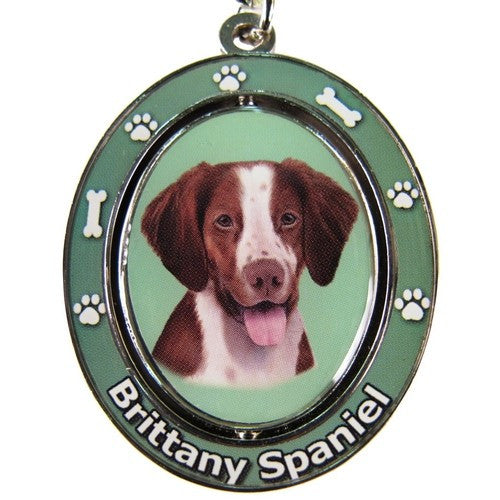 Brittany Spaniel Dog Spinning Keychain