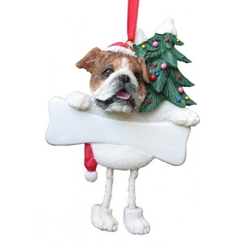 Dangling Leg Bulldog Christmas Ornament