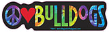 Peace Love Bulldog Yippie Hippie Dog Car Sticker