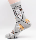 Bulldog Dog Breed Novelty Socks Gray