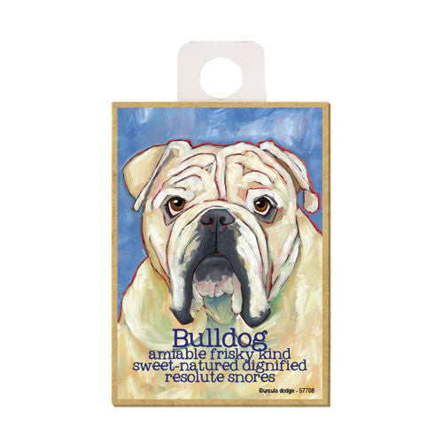 Bulldog Ursula Dodge Wood Dog Magnet