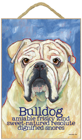Bulldog Ursula Dodge Wood Dog Sign