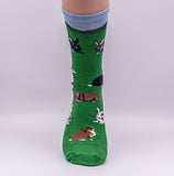 Rabbit Bunny Farm Animal Novelty Socks Green