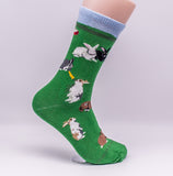Rabbit Bunny Farm Animal Novelty Socks Green