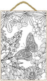 Butterfly With Flowers Wood Coloring Sign